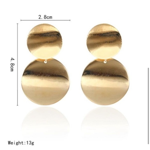 Gold Tone Dangle Disc Earrings - Picture 4 of 4